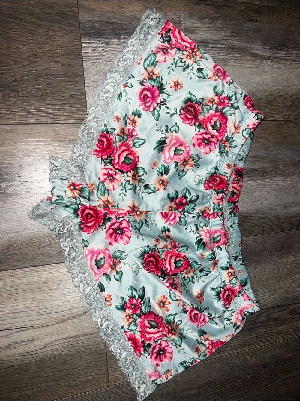 Mossimo Supply Co. Floral Satin Sleep Shorts in Light Blue and Pink